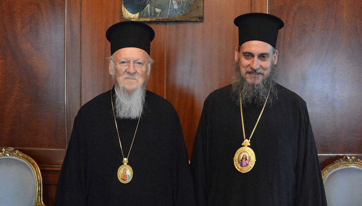 Patriarch Bartholomew and “bishop” Epifanios. Photo: Romfea