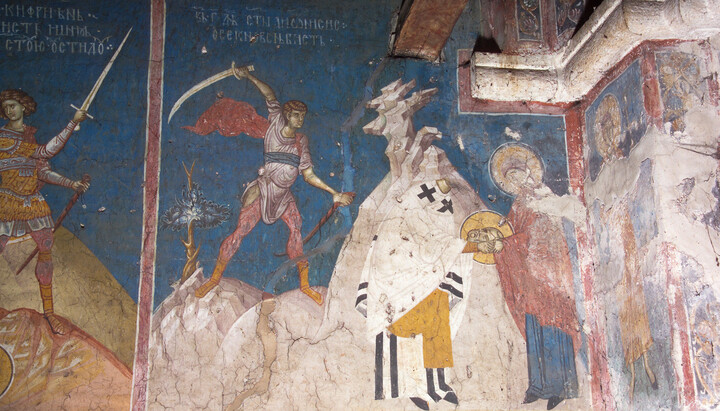 Погубљење Св. Дионисија Ареопагита. Фото: фреска манастира Високи Дечани
