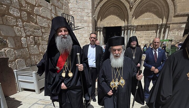 Патријарси Порфирије и Теофило у Јерусалиму раније ове године. Фото: СПЦ